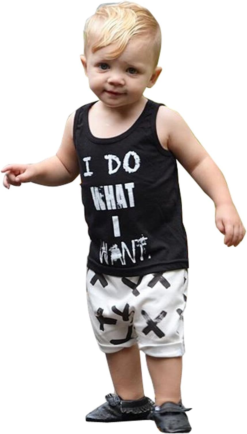 Kids Baby Boys Top T-shirt +Cross Print Pants Outfits Clothes Set (100 for 2-3 years)