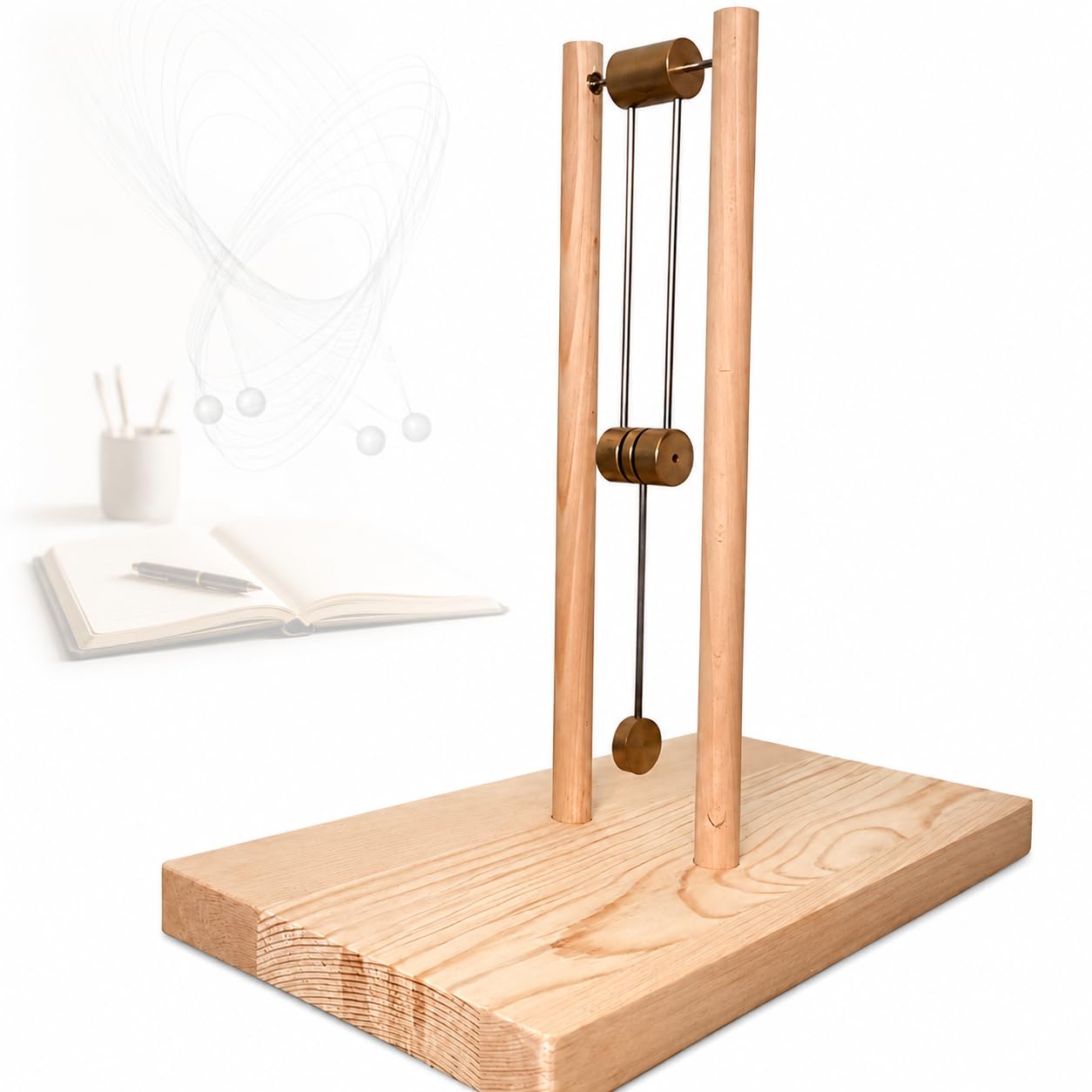 AMQYDT Double Pendulum Desktop Ornament, Wooden Chaotic Double Pendulum Decoration with Kinetic Motion and STEM Physics Demonstration for Office, Home, Study and Science Gifts