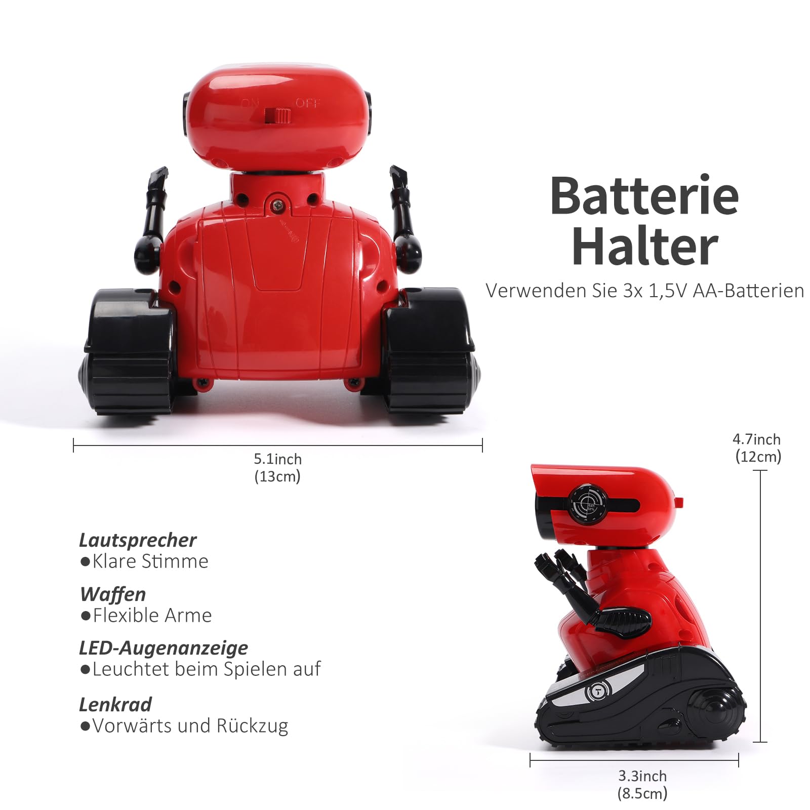 GILOBABY Ferngesteuerter Roboter Spielzeug Mit LED-Augen und Musik - Kinderspielzeug Geschenk für Mädchen Ab 3 Jahre (Rot)