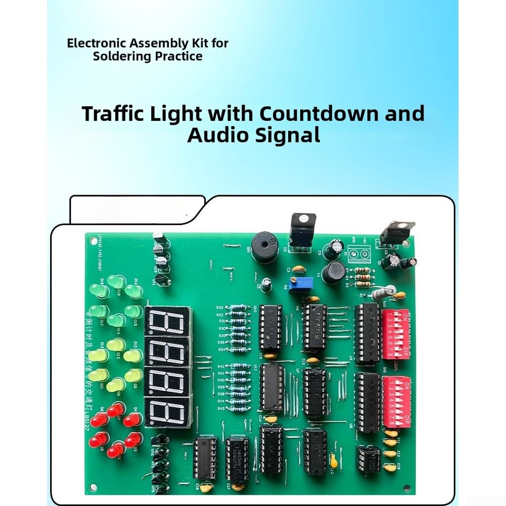 Kit di addestramento al semaforo digitale con doppio display a 7 segmenti per conto alla rovescia del segnale audio Buzzer rosso giallo verde LED per studenti STEM Learning Scheda PCB alimentata a 5 V