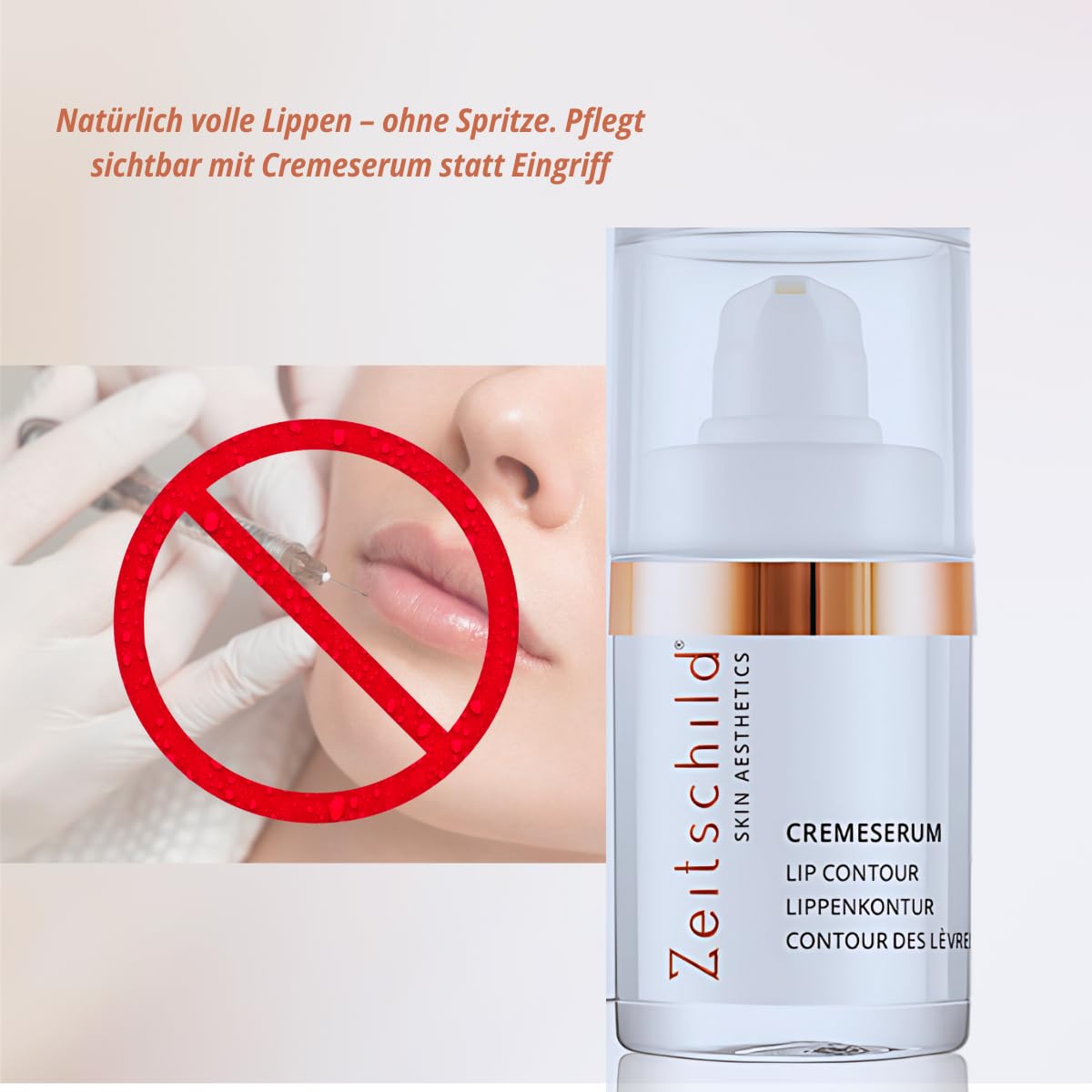 Lippenkontur Cremeserum mit Hyaluron, Peptiden & Nelkenextrakt – Pflegendes Lippenserum für mehr Volumen, 15 ml