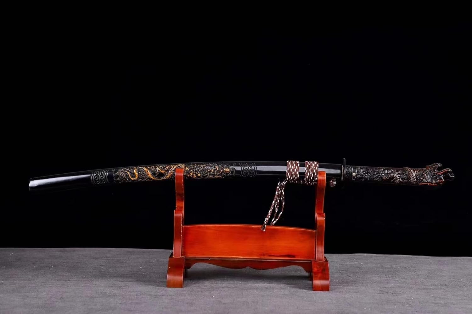 Full Tang Handmade Japanese Double Dragon Sword Katana High Manganese Steel Blade Loong Head Handle