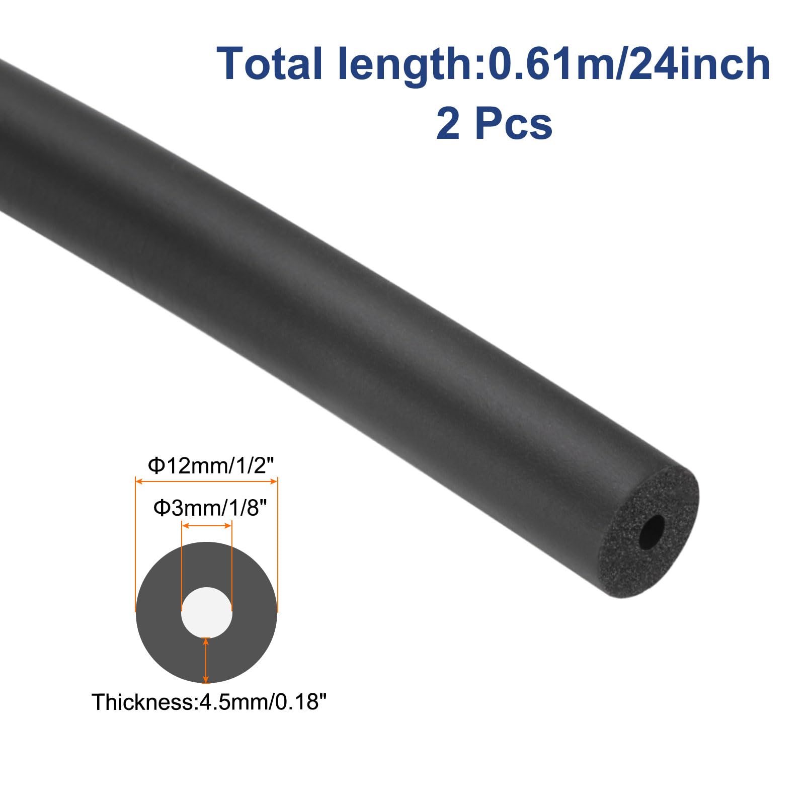 Tubo Isolante Schiuma Per Tubi - Diam. Int. 12mm, Est. 28mm, Lunghezza 0.61m - Nero - Foto 10