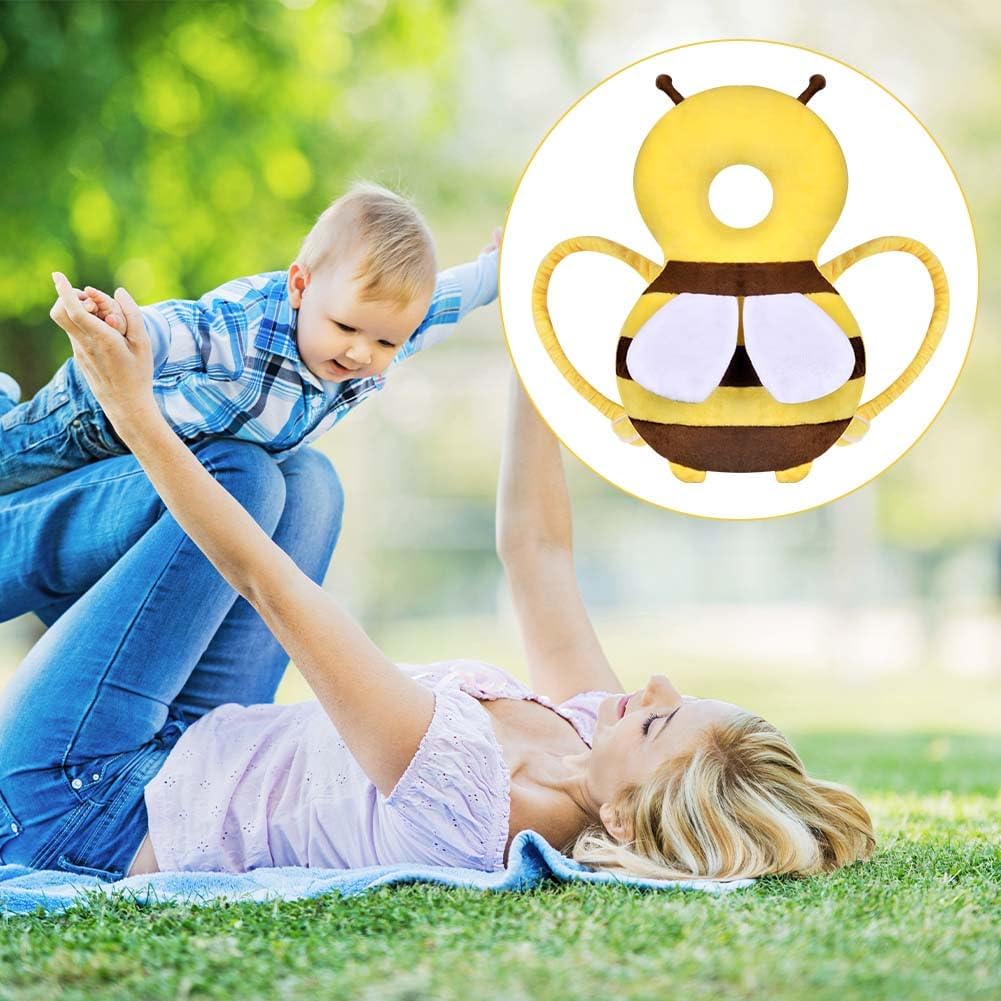 Vicloon Protezione per la Testa del Bambino, Cuscino di Sicurezza Regolabile Morbido e Traspirante, Ape Gialla