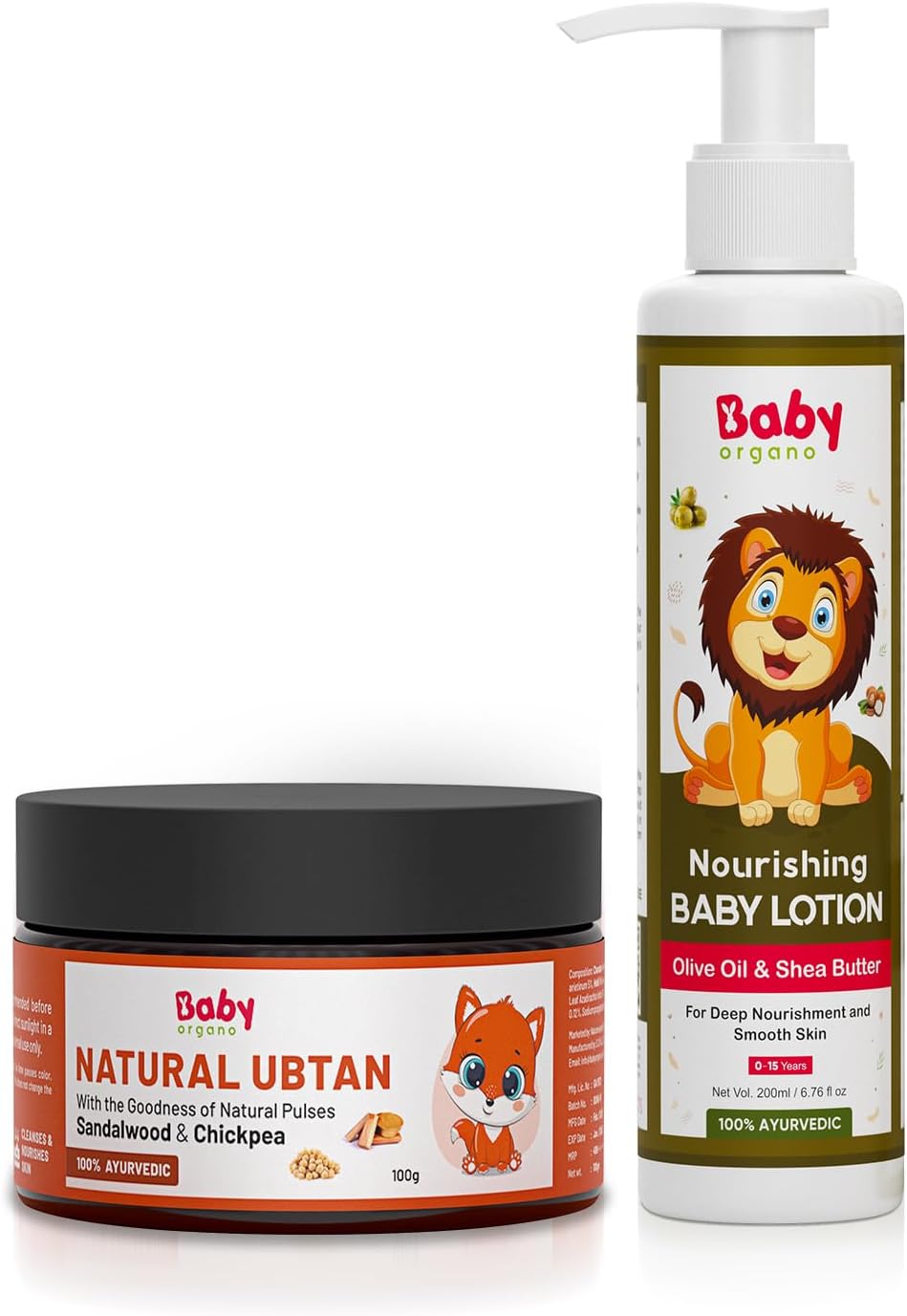 BabyOrgano® Ayurvedic Baby Skin Care Routine Combo | Natural Ubtan Powder & Baby Lotion | Chemical-Free, Nourishing, Skin Brightening, Daily Use | Ideal Ubtan for Kids & Haldi Ceremony | Safe for