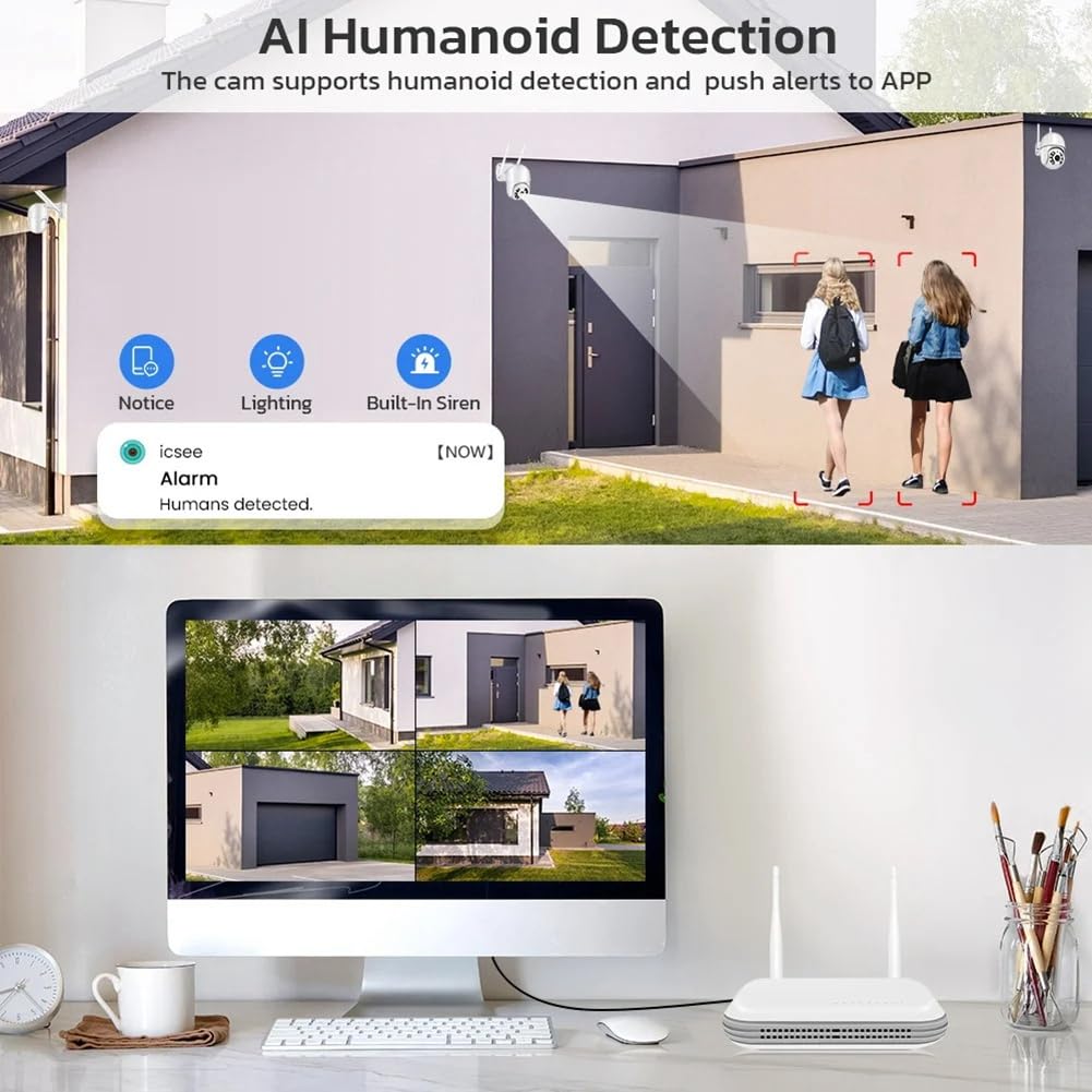 Mini Grabadora de Vídeo en Red WiFi NVR de 8 Canales 265 con Detección Avanzada, Compatible con la Aplicación XMEYE ICSee y Enchufe de la UE.