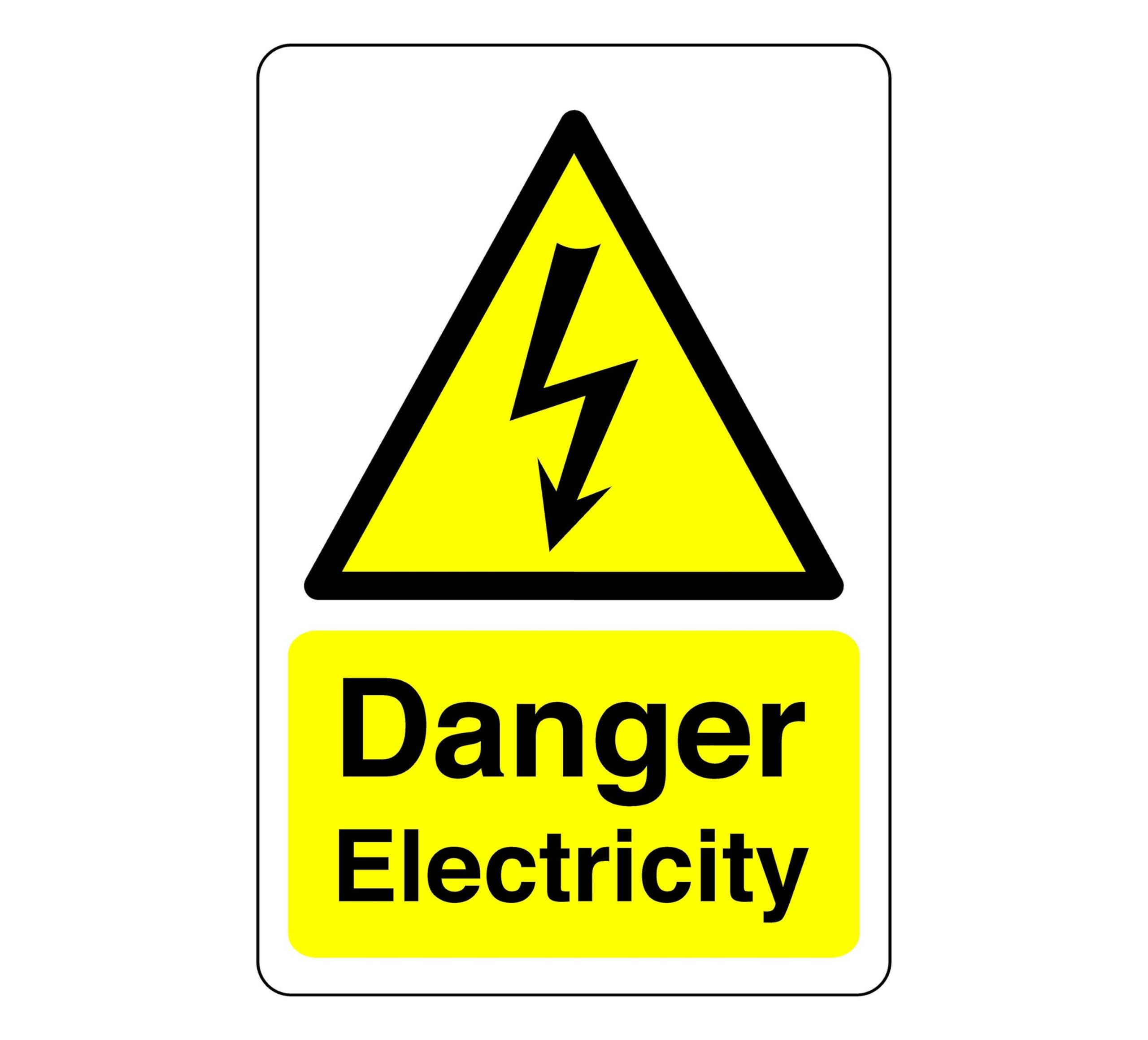 Danger electricity sign - 1.2mm Rigid plastic for indoor/outdoor usage (150mm x 100mm) Viewing Distance within 3m.