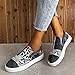 Casual Shoes for Women Summer Lightweight Snakeskin Stitching Flat Canvas Shoes Comfortable Round Toe Slip On Low Cut Sneakers Fashion Color Block Flat Shoe Black