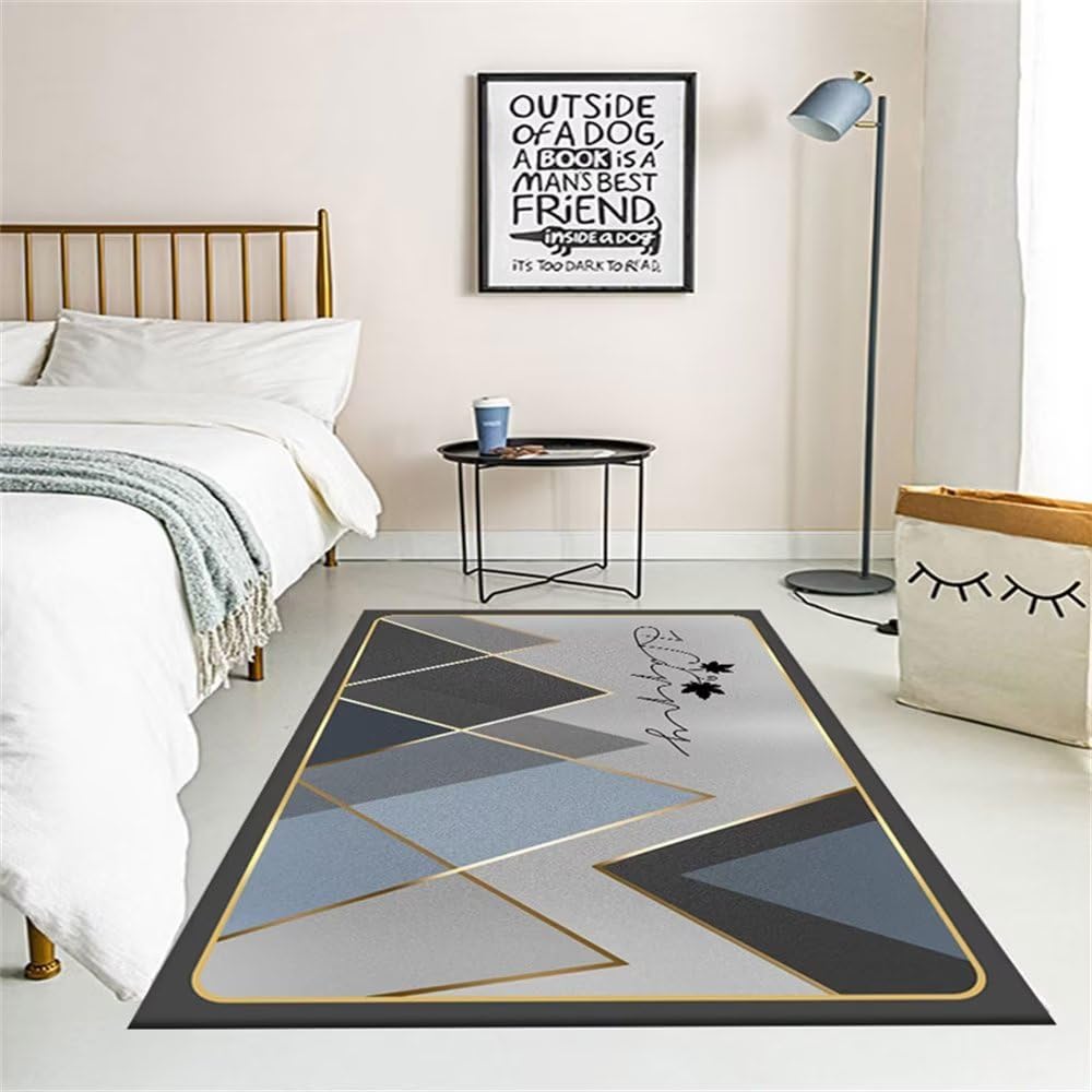 Alfombra Cuadrada Antideslizante geométrico Moderno y Simple Alfombra De Gateo Gris Alfombra Suelo Bebe Alfombra Gaming Alfombra Infantil Alfombra lavable80x120CM