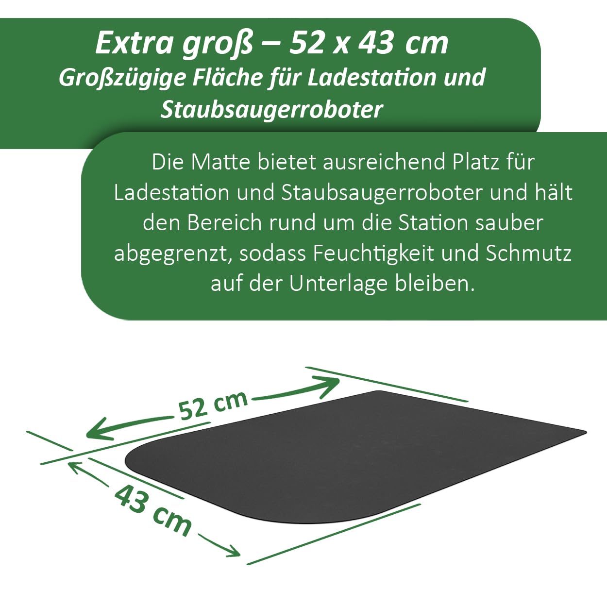 Silikon Unterlage für Staubsaugerroboter & Wischroboter – 52 × 43 cm – Ultra Dünn 1,3 mm – Schutzmatte für Ladestation & Roboter – Schützt Böden vor Nässe