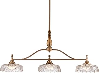 HDDFL Chandeliers Pendant Light Fixture Vintage Pendant Lighting Fixtures 3 Lights Chandelier Matte Brass Kitchen Glass Hanging Lamp for Island Dining Room Living Room