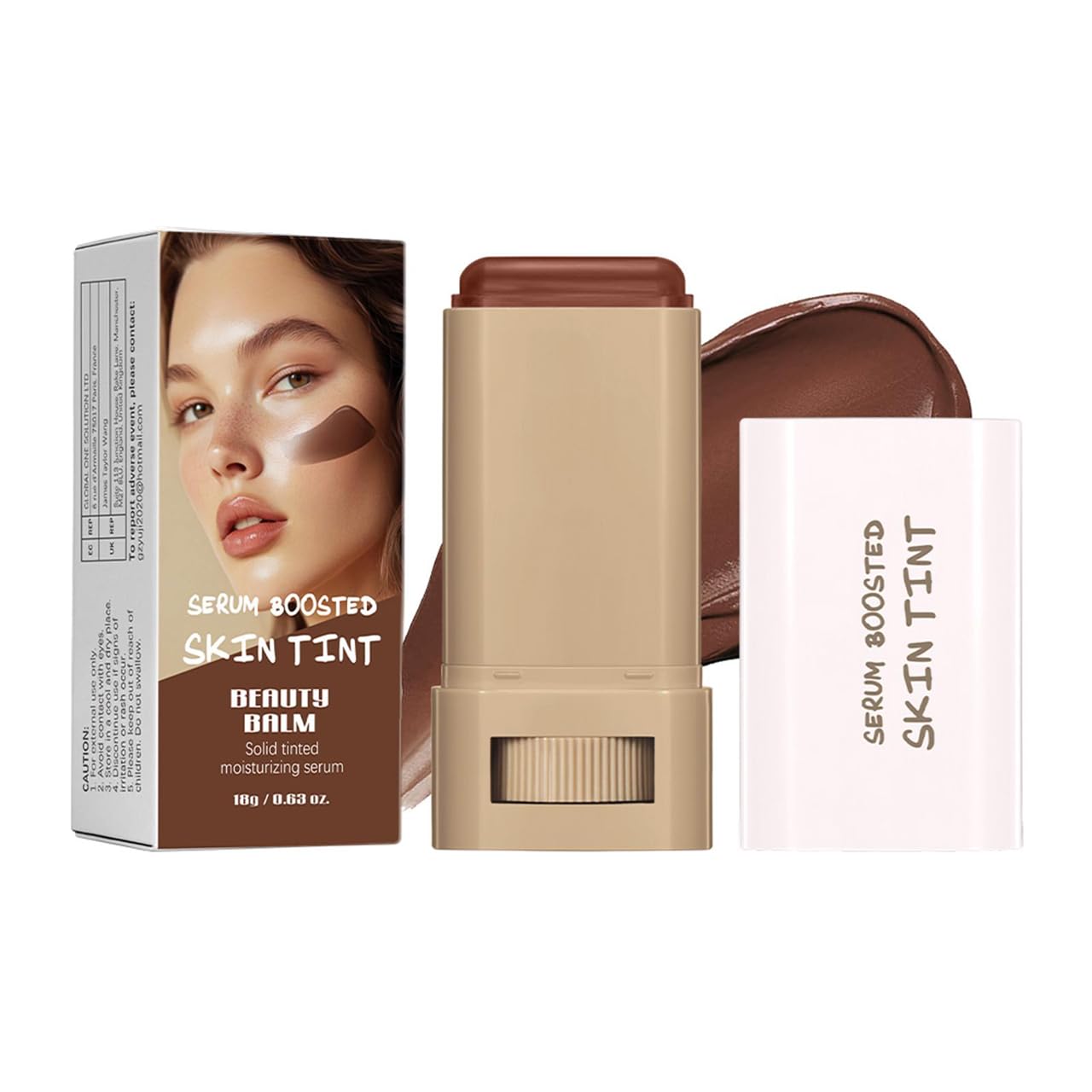 Fondotinta in stick, tinta per la pelle potenziata dal siero - correttore idratante a copertura totale con balsamo di bellezza, splendore e luminosità naturali 24 ore su 24 per una pelle