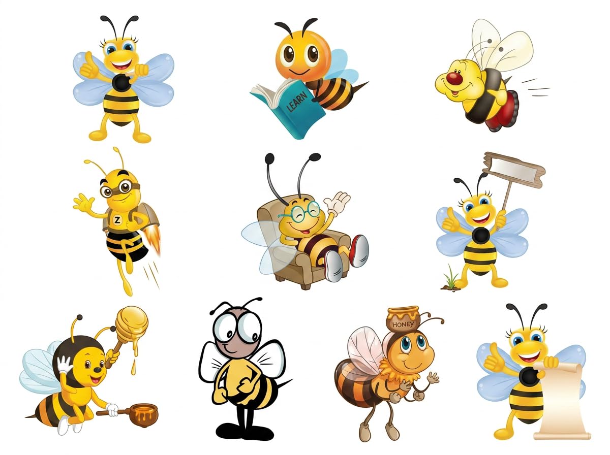 Queen Honey BEE Theme Birthday Decorations Cutouts 10 Pcs Size 8x8 inch Thick cardstock Paper Items|Bumble bee ADDON kit Pack Baby Boys Girls Kids Children Party Supplies-picture-18
