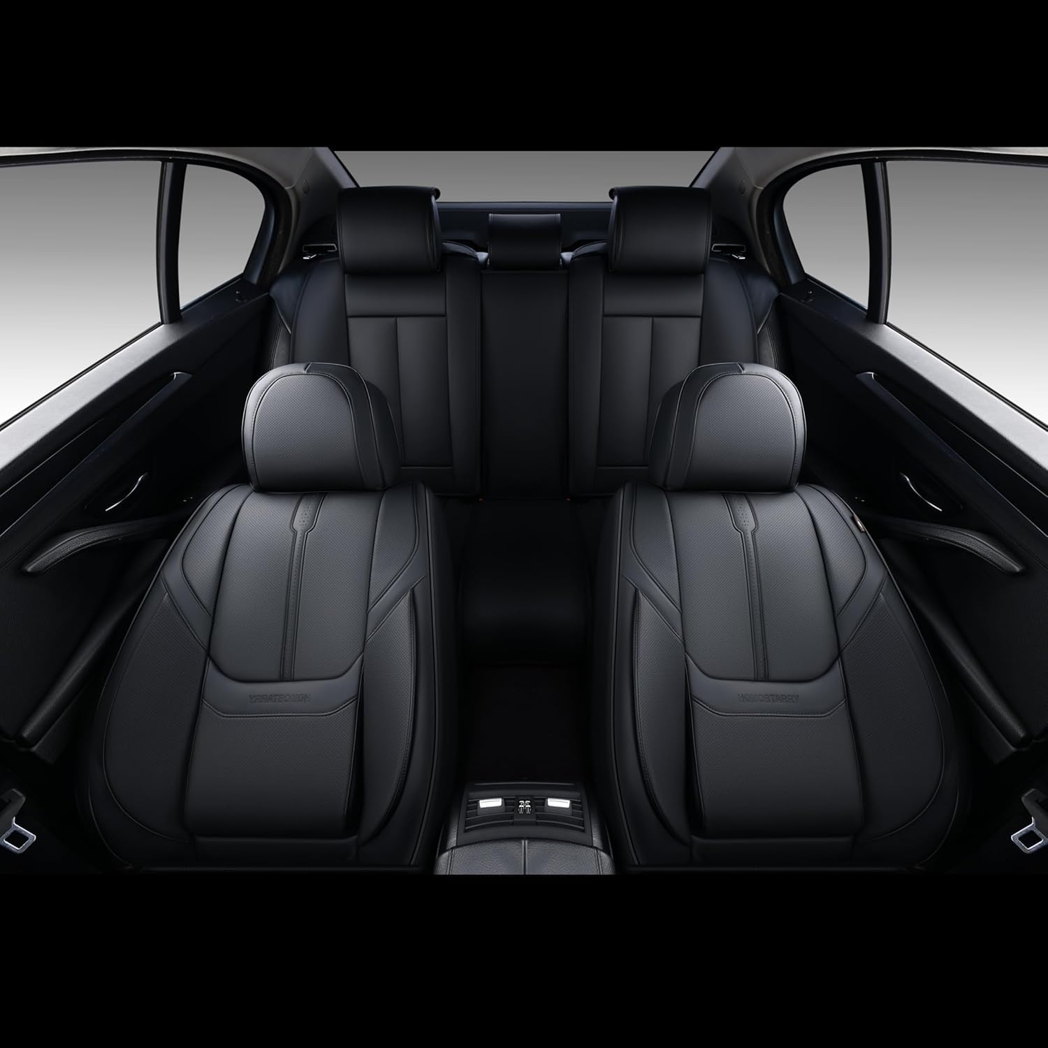 Couvre-Sièges De Voiture en Cuir, Coussin De Siège Imperméable Compatible avec Airbag, Protège-Sièges Universel pour La Plupart des SUV, Berlines Et Camions (Noir, Ensemble Complet)