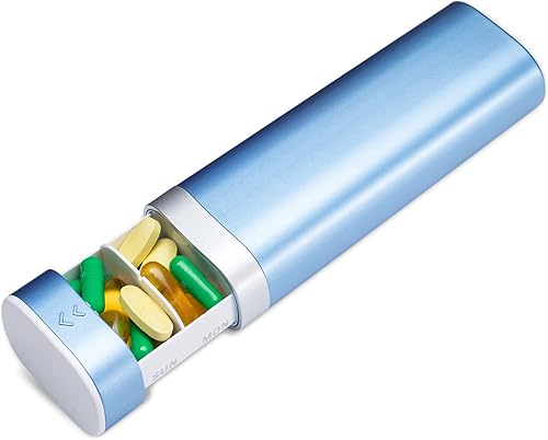 Miniatura 11 de Betife - Organizador semanal de pastillas para viajes, pastillero diario compacto de 7 días, estuche portátil de medicamentos, bonito porta