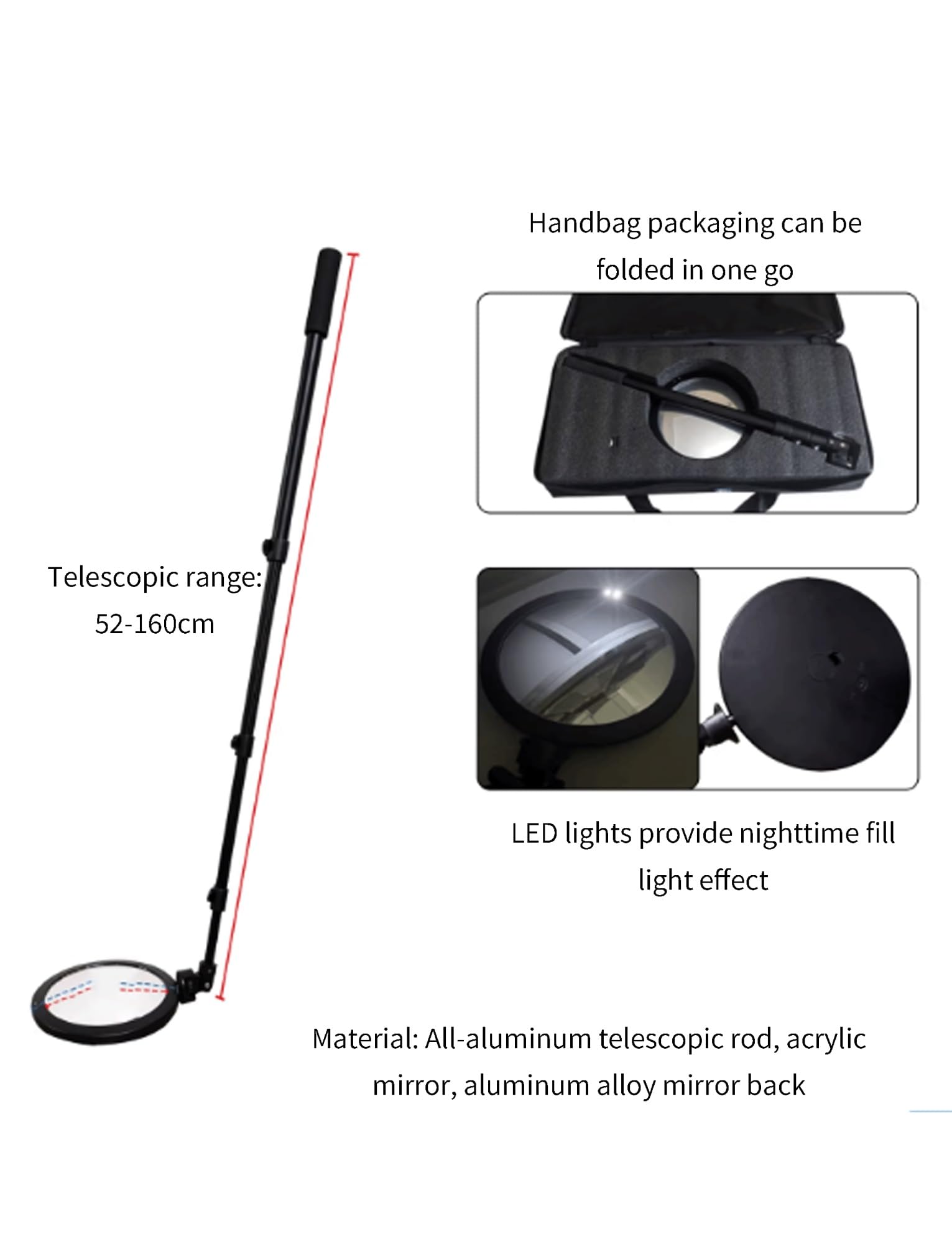 Genérico Espejo de inspección Extensible de 16 cm for Controles de Seguridad Debajo del vehículo, Uso Industrial en la construcción automotriz