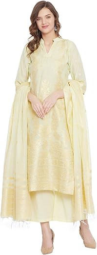 Safaa Summer Suit For Women Suit Salwar Set | Ethnic Wear | Suit Set | Dupatta Set | Wedding Suit Cotton Silk Zari Woven D...