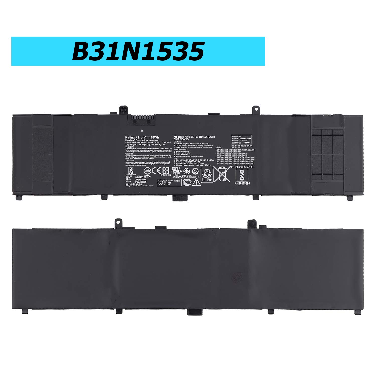 Batteria B31N1535 48Wh Per ASUS Zenbook UX410U / UX310U / UX3410U - Li-ion 11.4V, Con Protezioni Di Sicurezza