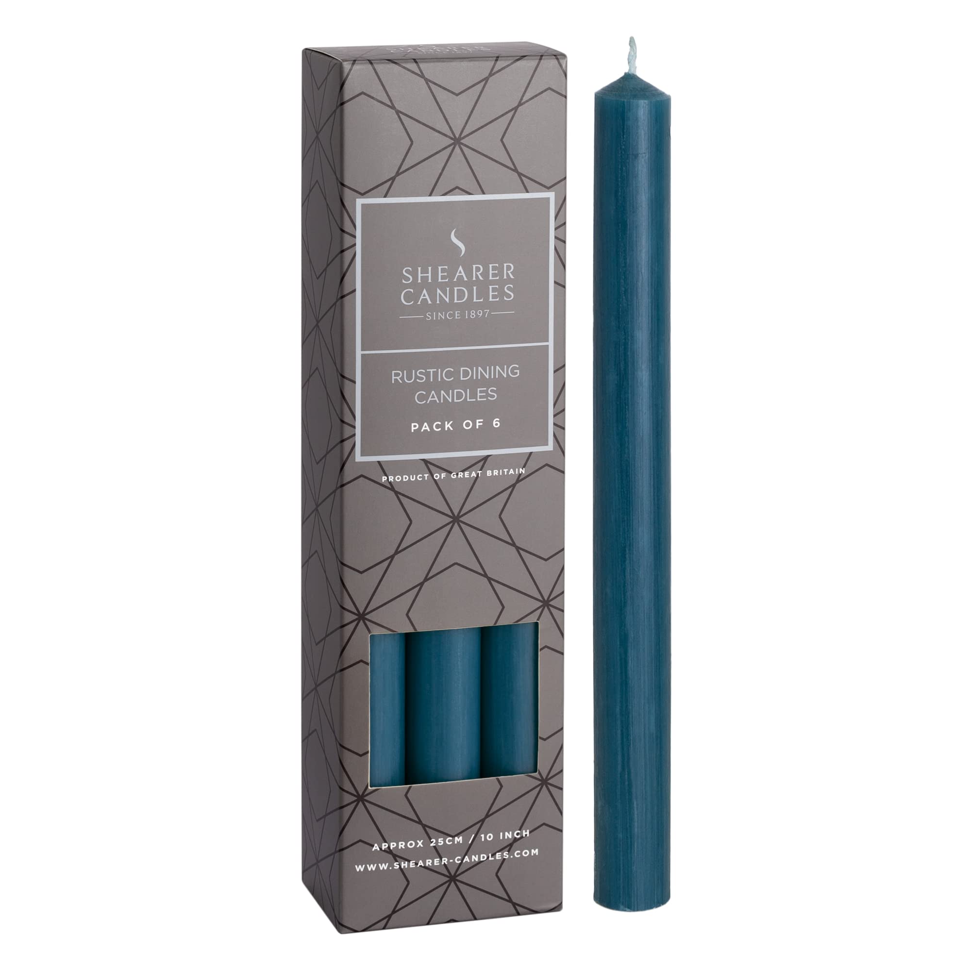 Shearer Teal Candles - Dinner Candles - 10 Inch - Unscented Dinner Candles - 11 Hour Burn Time - 6 Pack (Pr1b14)