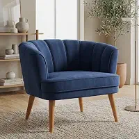 Poltrona Cadeira para Sala de Estar Confortável Tecido VeludoMOBLAN decor (Azul)