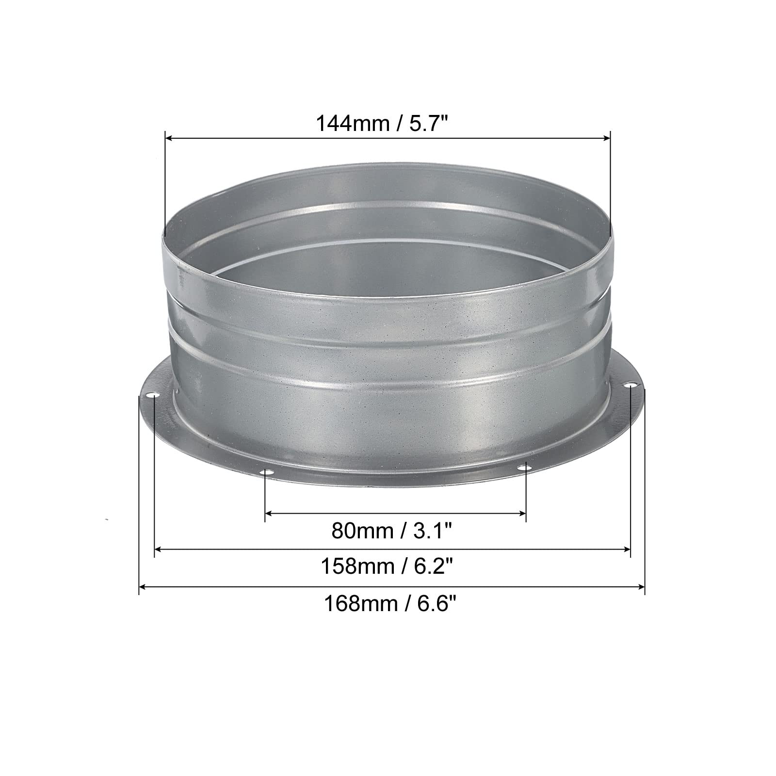 PATIKIL 6 Inch Duct Connector Flange, 2 Pack Metal Straight Pipe Exhaust Hose Flange for Heating Cooling Ventilation HVAC System - Image 2