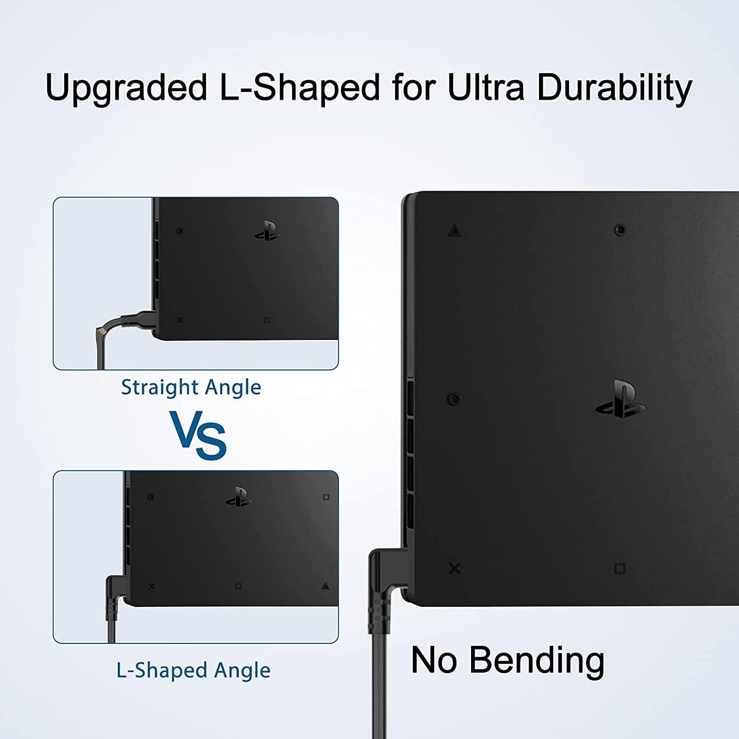 2 Pack Upgraded L-Shaped AC Power Cable Compatible with Meta/Oculus Quest 3/2 /Pro/Pico 4 Accessories and PC/Steam VR