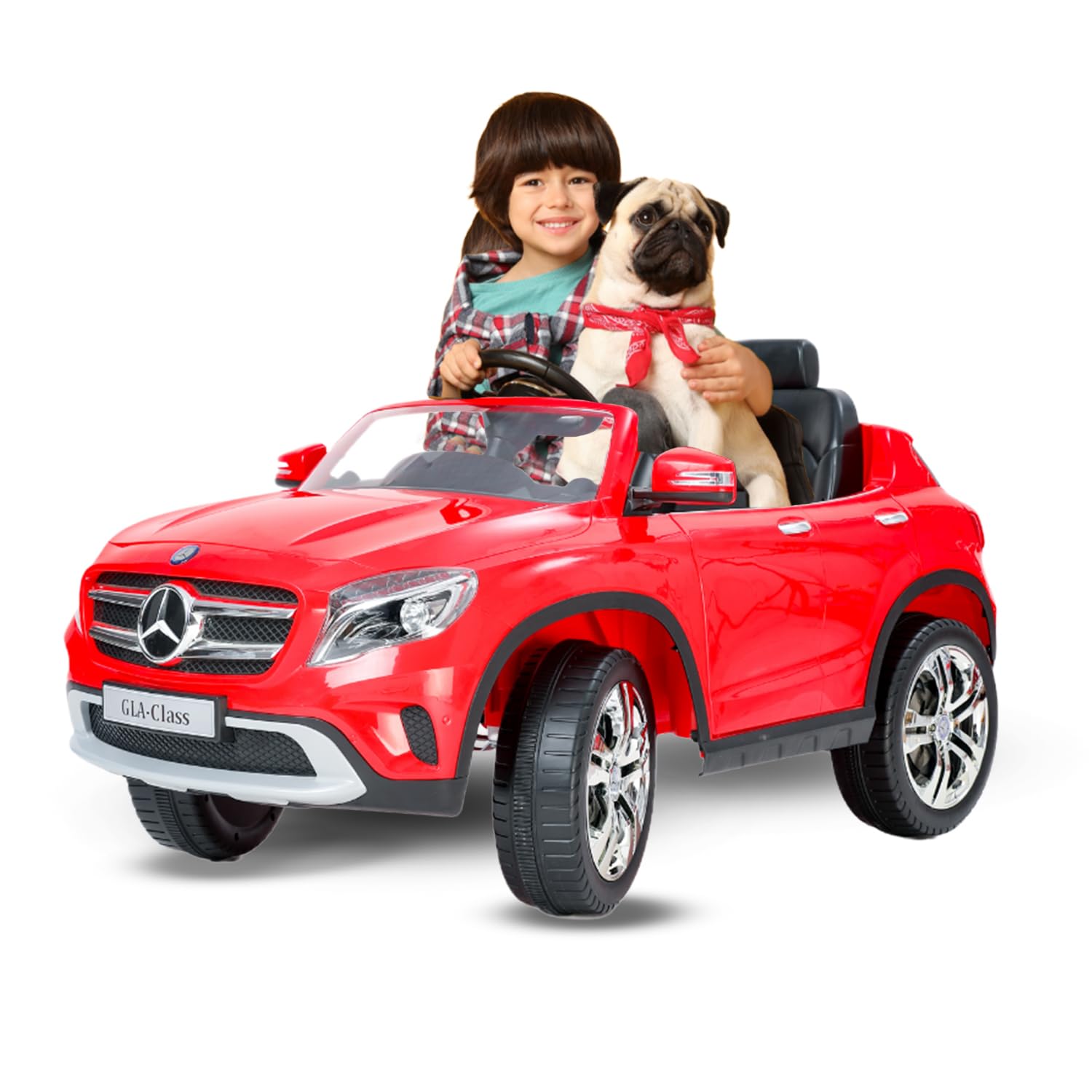 Jammbo Kids Electric Rechargeable Licensed Mercedes SUV GLA Ride-On Car with Music & Lights, Red, for Boys and Girls Ages 2-8 - Premium Battery-Powered Vehicle for Fun and Adventure