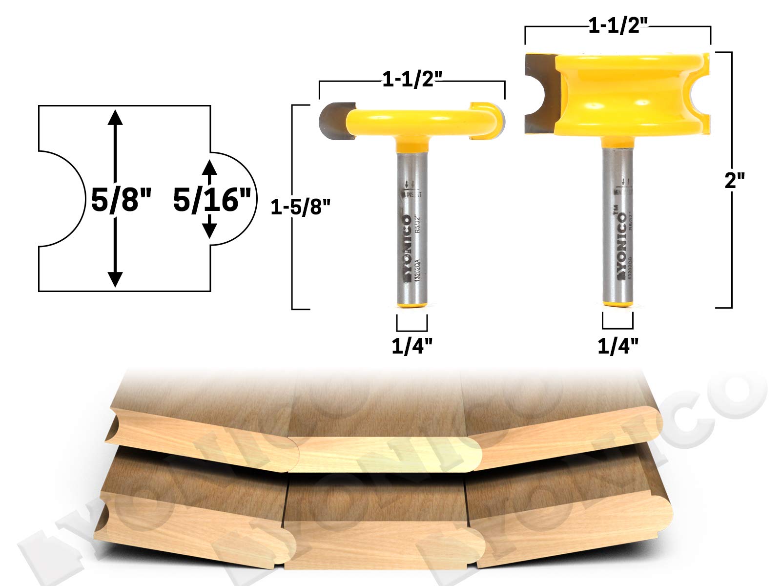 YONICO 2 Bit Canoe Joint Router Bit Set (5/16
