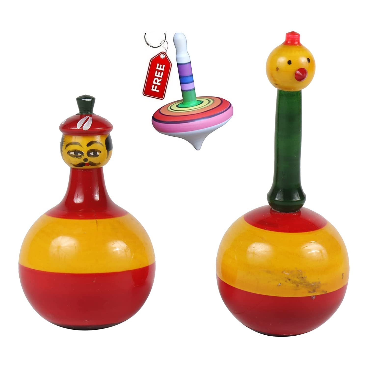 Channapatna Toys Wooden Roly Poly balancing dolls for Kids (1 Years+) - Set of 2 Pieces - Develops curiosity & Fine motor skills (B09M41TR7N) Amazon Price History, Amazon Price Tracker