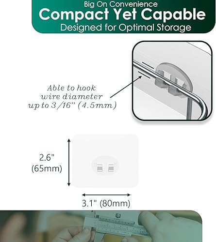 Miniatura 5 de Paquete de 4 calcomanías adhesivas de repuesto para estante de baño, 1 gancho, tiras adhesivas individuales para organizador de esponja, soporte de