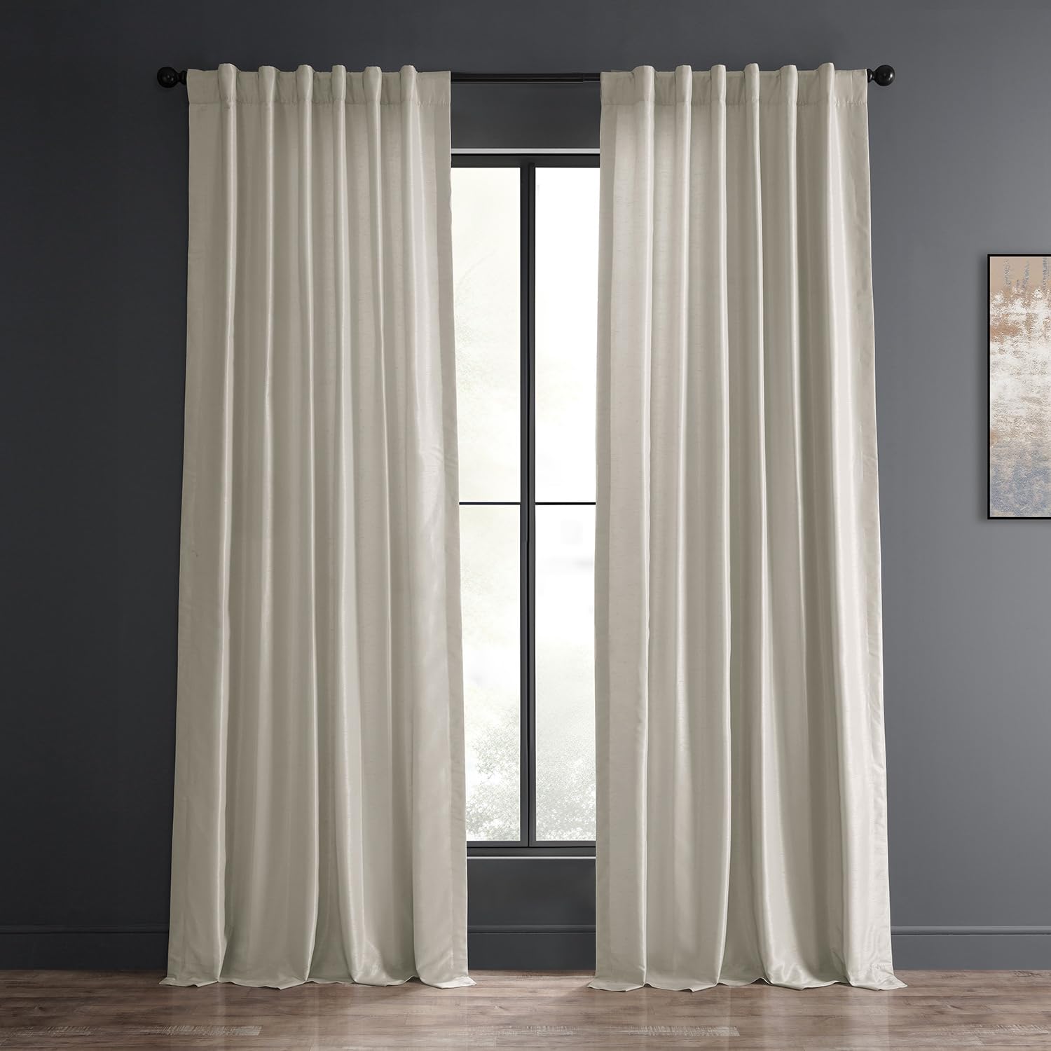 HPD Half Price Drapes Faux Dupioni Silk Curtain Vintage Textured for Room Decor 50 X 96 (1 Panel), PDCH-KBS21-96, Mist Grey