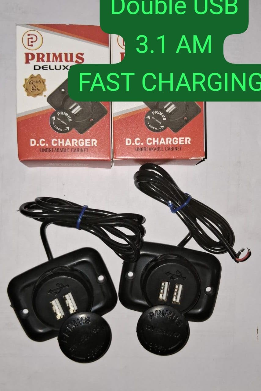 Primus Deluxe Dual USB DC Charger, 3.1A Fast Charging, 12V/24V, Waterproof Panel Mount with Protective Cap for Car, Truck, Bike, Boat-image-4