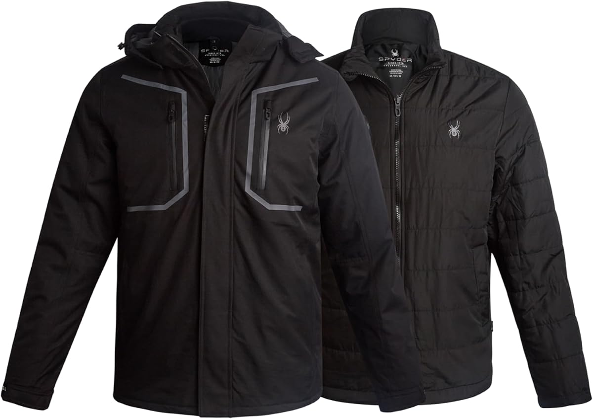 Spyder Mens Ski Jacket - 3-in-1 System Snow Waterproof Winter Jackets for Men - Mens Snowboard Jacket with Detachable Hood