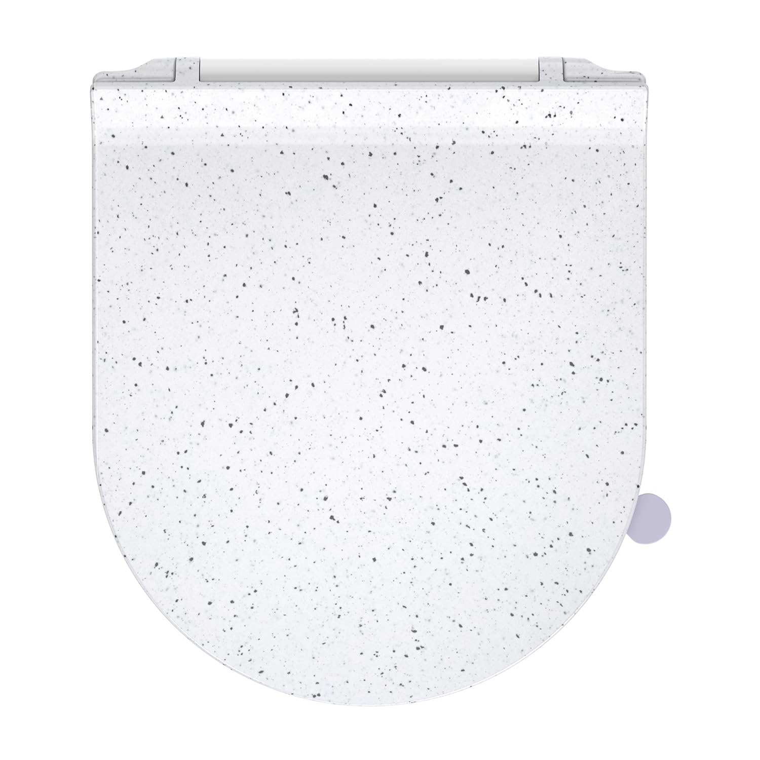 SREWOHS PRO Soft Close D-Shape Toilet Seat, White Marble Finish WC Lid, Duroplast Toilet Seat with Quick Release Hinges, Slow Close Toilet Cover, Easy Clean Bathroom Seat 42.7 x 36.4 cm