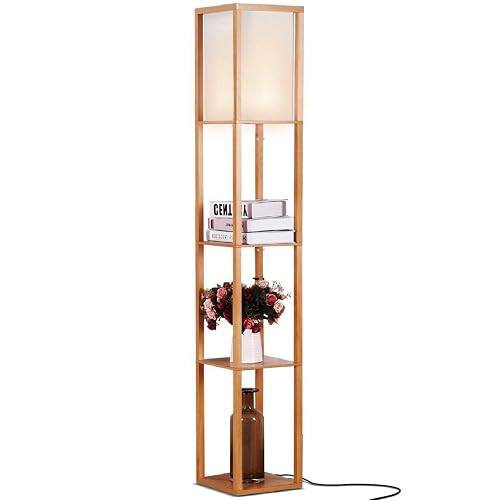 Brightech Maxwell - Modern Shelf Floor Lamp with Lamp Shade