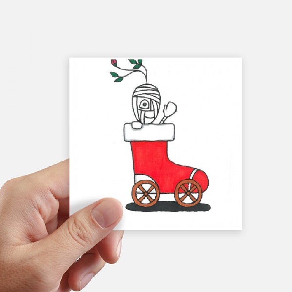 Autocollant carré 10 cm Horus Noël Sleigh deco moto ordinateur portable et mur multicolor 8Pcs