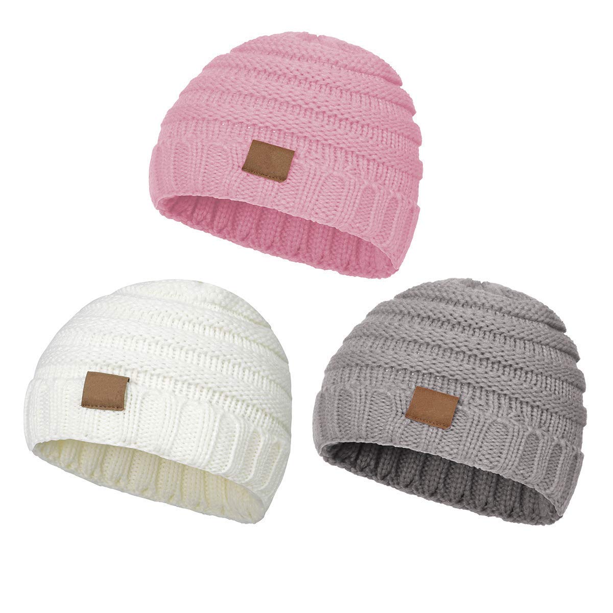 Aigemi Kids Baby Toddler Cable Ribbed Knit Children’s Winter Hat Beanie Cap