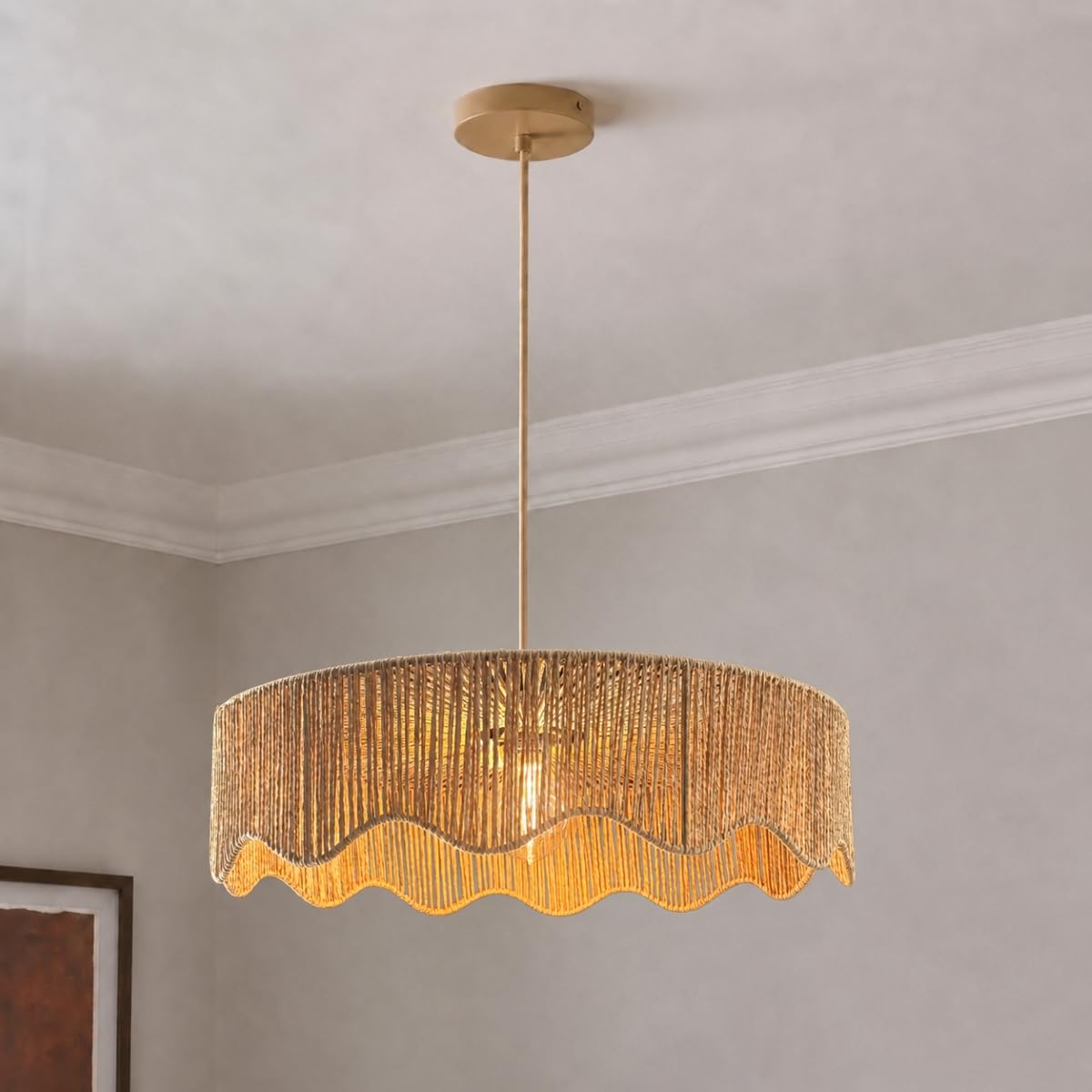 Cgc Lighting Francesca 60Cm Indoor Ceiling Lamp Shade Large 60Cm Natural String Woven Easy Fit Non Electrical (Francesca 60Cm)