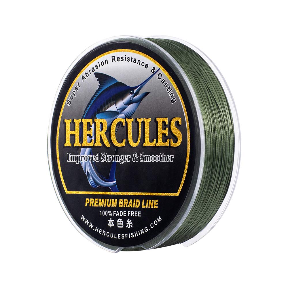 HERCULES Braided Fishing Line, Not Fade, 2187 Yards PE Lines, 8 Strands Multifilament Fish Line, 15lb Test for Saltwater and Freshwater, Abrasion Resistant, Green, 15lb, 2000m