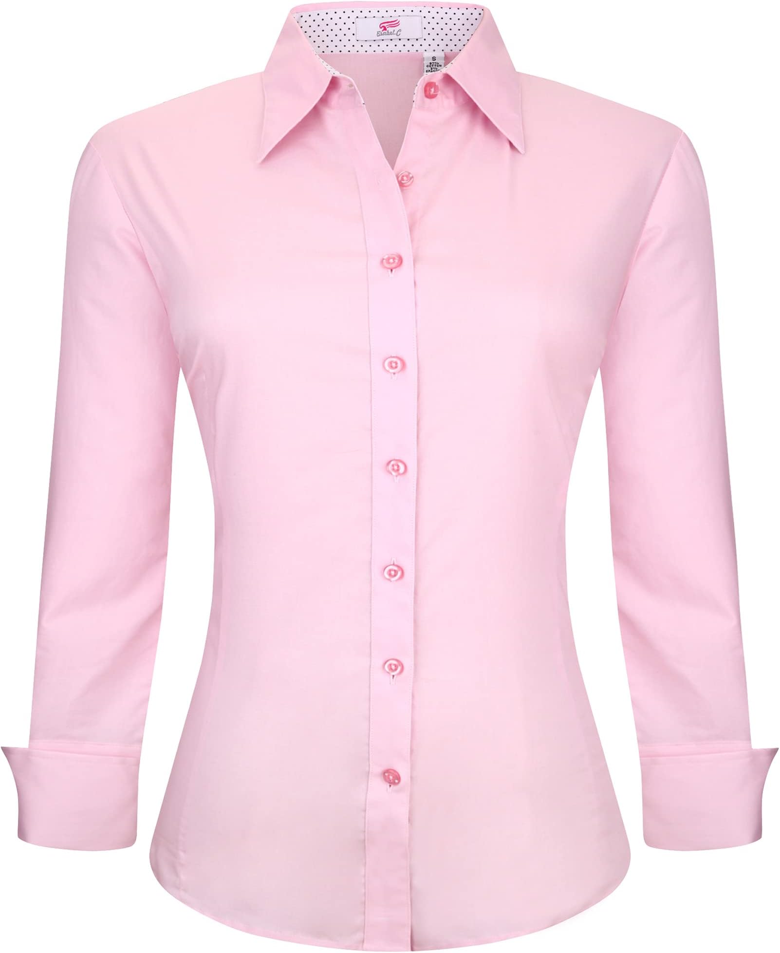 Womens Button Down Shirts Long Sleeve Regular Fit Stretch Work Blouse