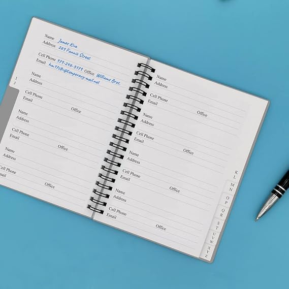 Telephone Address & Birthday Book with Tabs, Address Log Book for Contacts, with Phone Numbers, Addresses, Birthday & Password. Alphabetical A-Z Organizer, Grey, 3.5x5.25 inch
