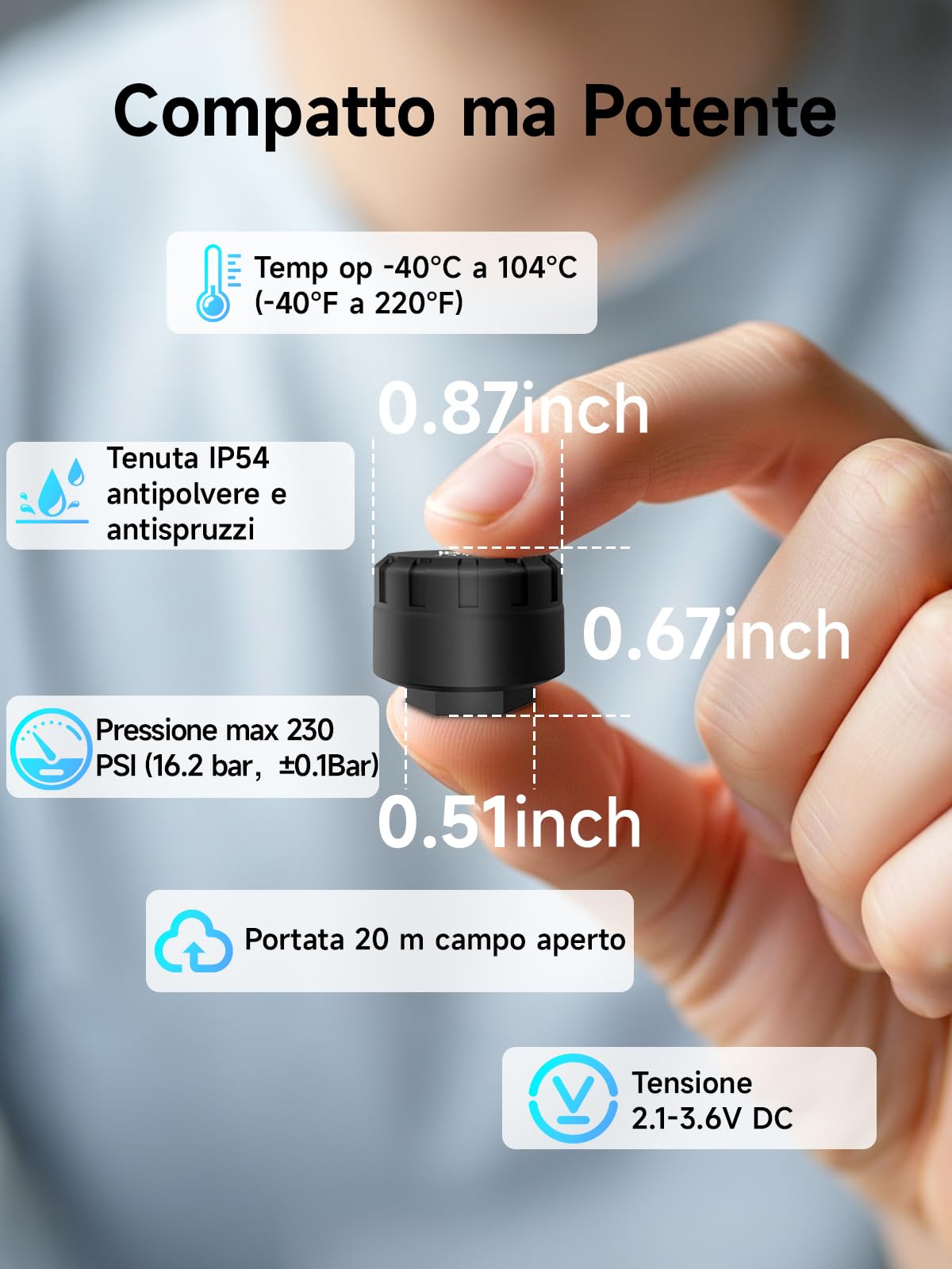Moman Moto TPMS 4 Monitor di pressione dei pneumatici e temperatura con funzione di allarme, compatibile solo con iOS e Android