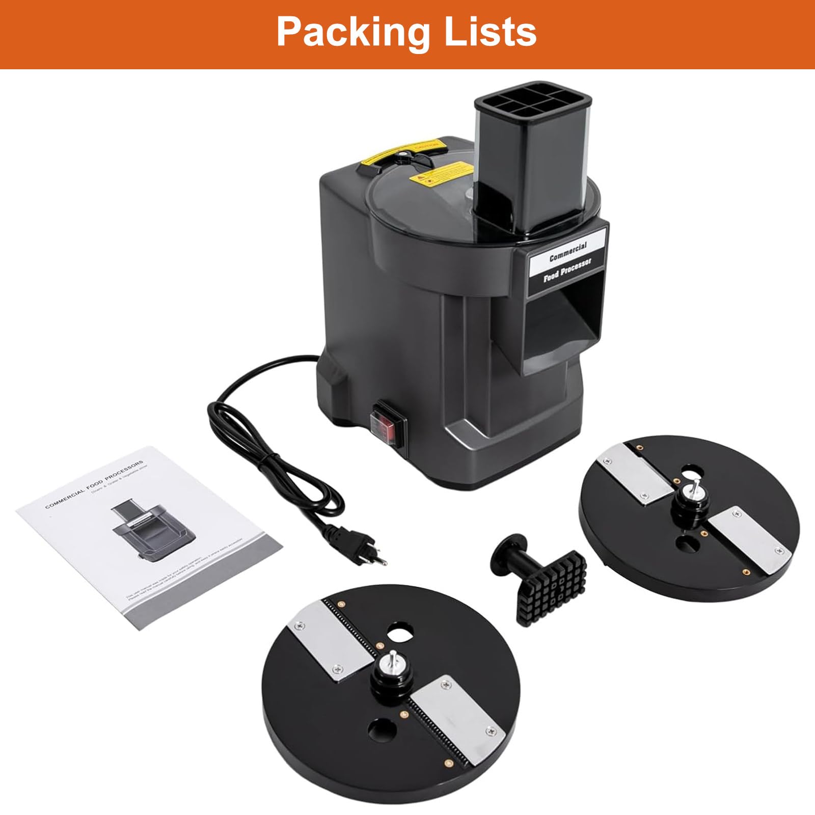 Tritatutto Elettrico per Verdure, Robot da Cucina Professionale, Tritatutto per Affettare (2,5 mm), Sminuzzare (2,5 mm), Tagliare a Cubetti (9 mm),Grey