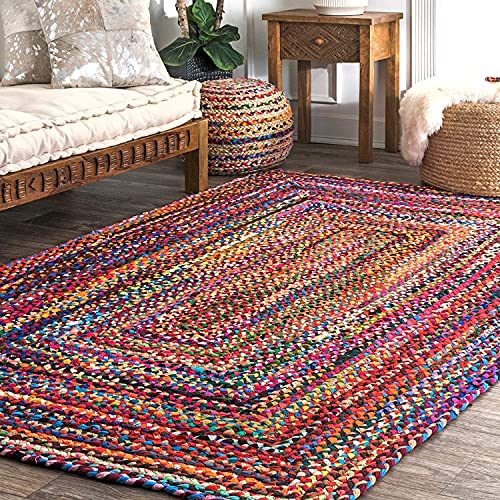 RAJRANG BRINGING RAJASTHAN TO YOU Tapis rectangulaire Chindi Tapis en Coton pour Tapis de Sol intérieurs et extérieurs. - 152 x 91 cm.
