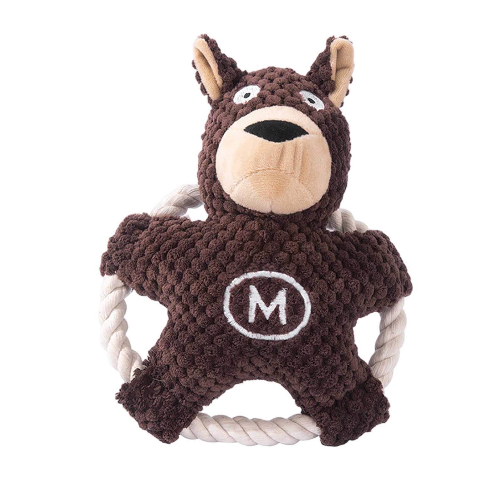 Crinkle Squeaky Dog Toys for Aggressive Chewers Tough Durable Stuffed Plush Rope Tug Puppy Chew Toy for Small