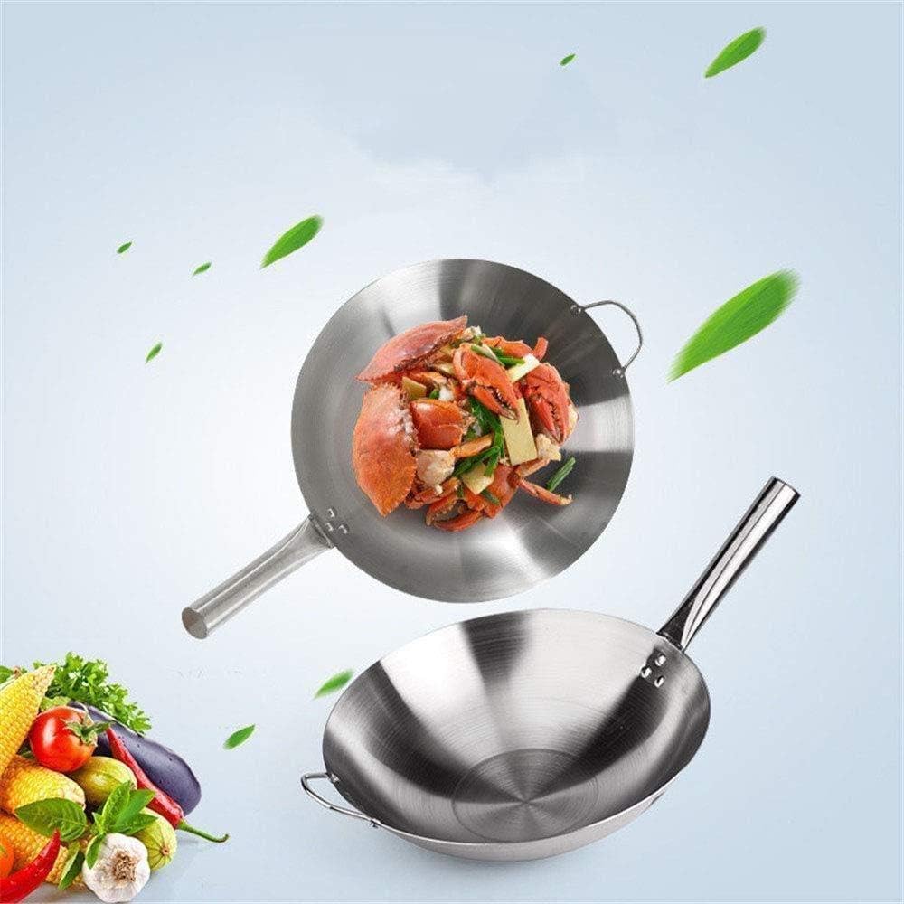 Padella wok in acciaio inox antiaderente per tutti i piani cottura a induzione inclusi. Mantenere il manico fresco-bocca diametro 40 cm