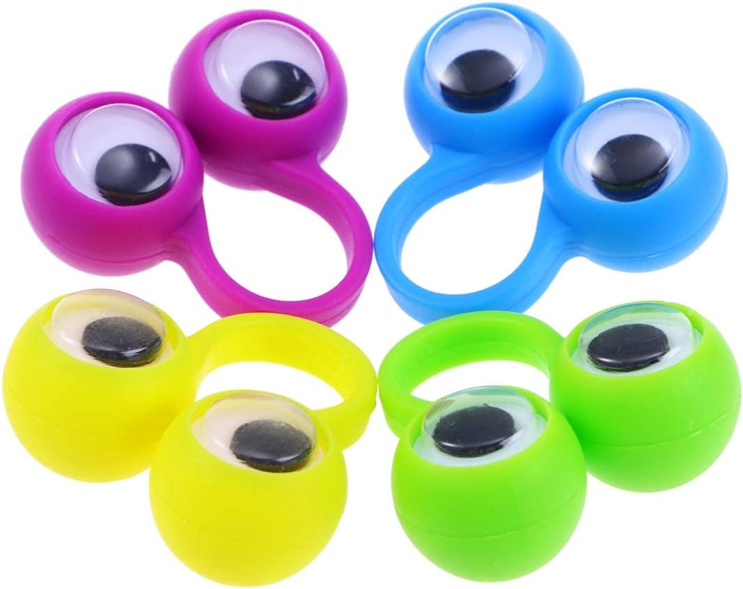Healifty 50pcs Eye Finger Puppets Googly Eye Finger Eyeball Ring Kids Party Favor Toys (Random