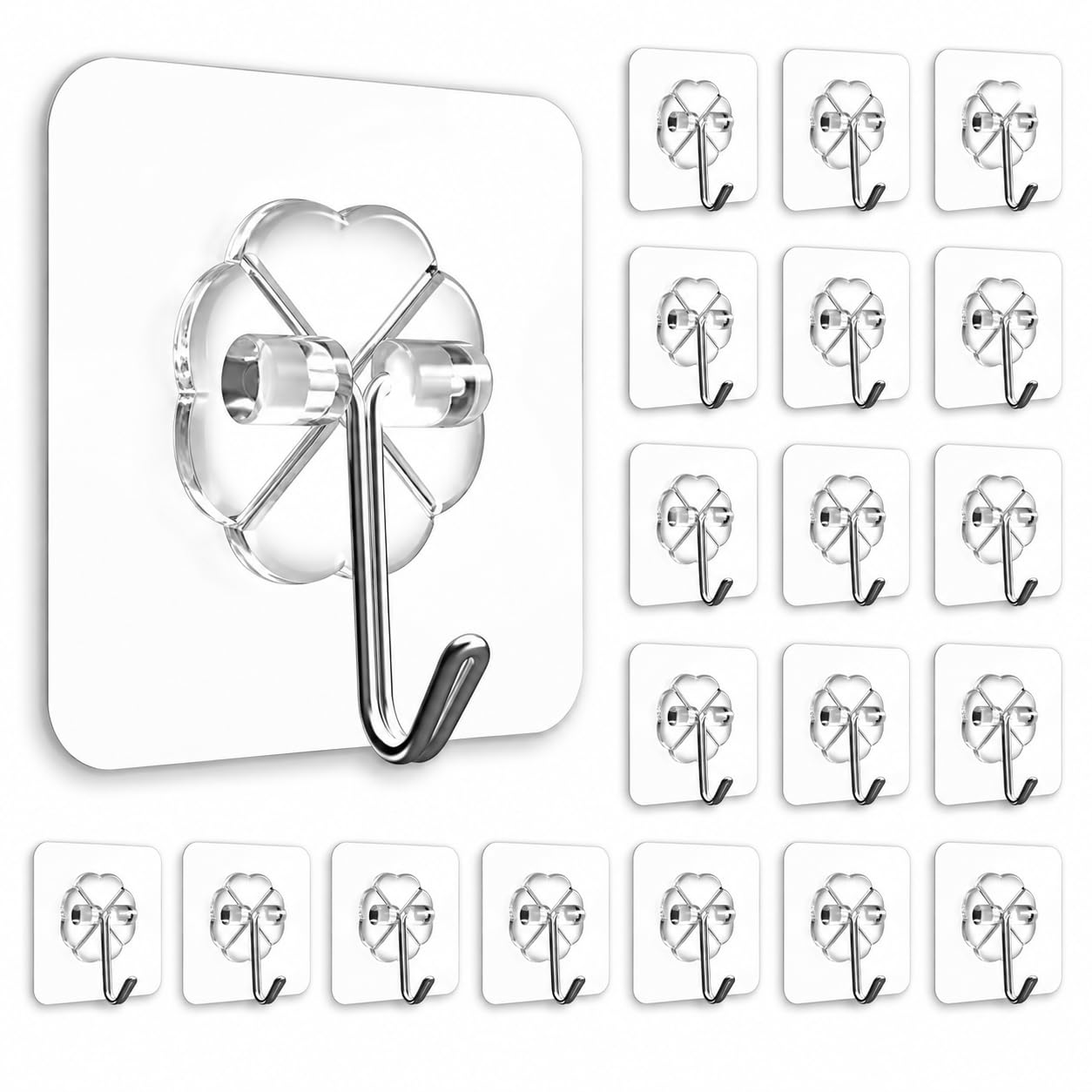 15 Pack Adhesive Wall Hooks - No Drill, Heavy Duty -10