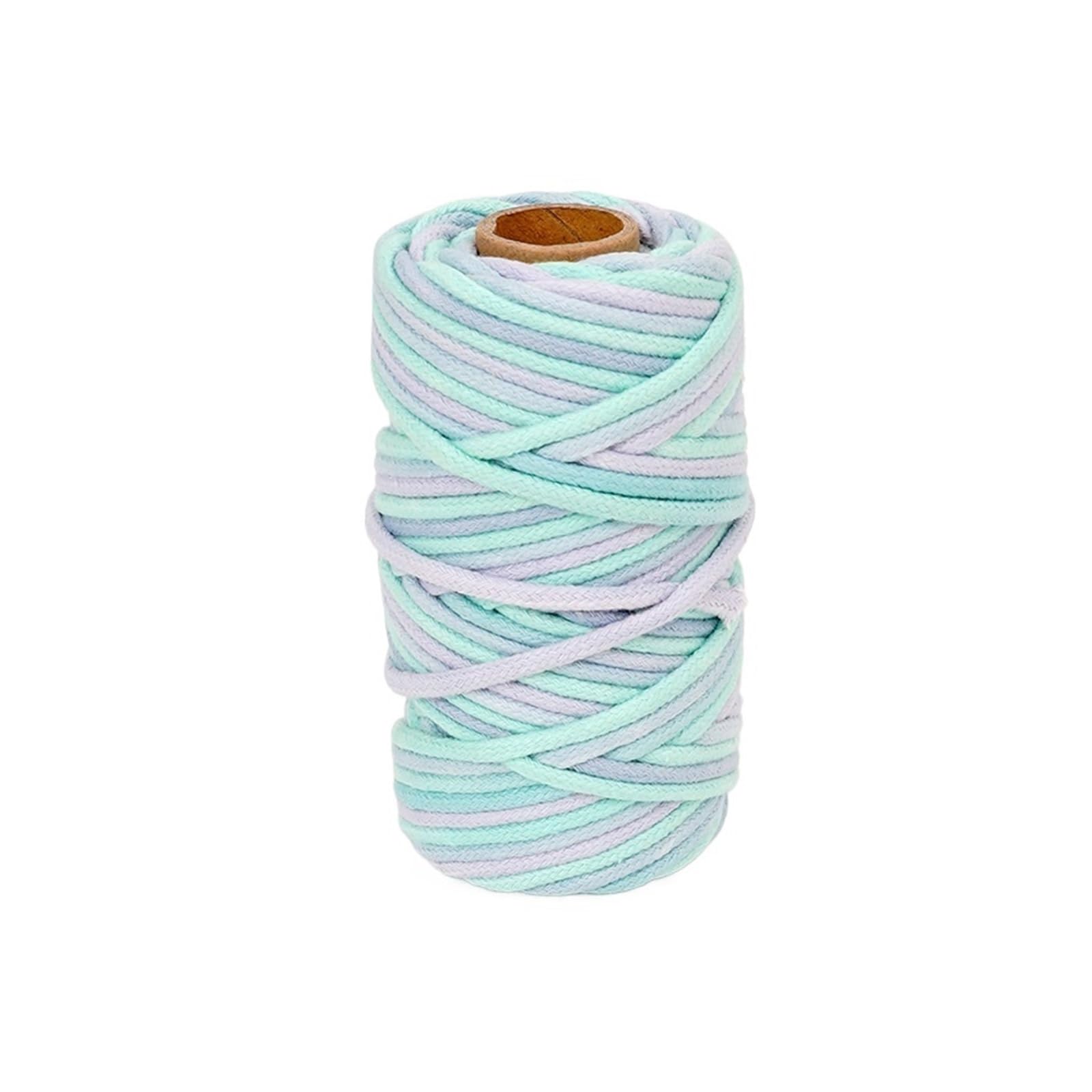 Cotton Macrame Cord 3.0mm Soft Multicolor Cotton Rope 30M per Roll Core-Spun Piece-Dyed DIY Macrame Cord for Bracelets Handcraft Braiding(Color6)