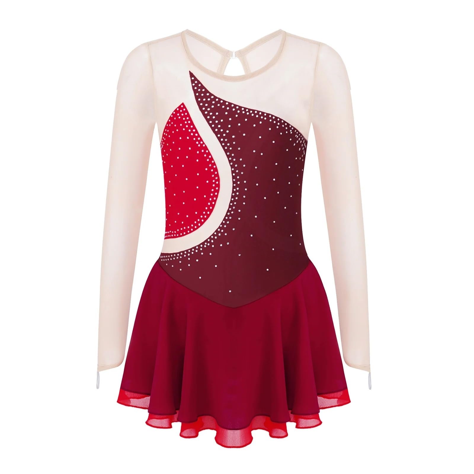 Body Ginnastica Bambina Abito da Pattinaggio sul Ghiaccio for Ragazze Body da Balletto Costumi da Ginnastica Abbigliamento da Ballo Maglia Manica Lunga